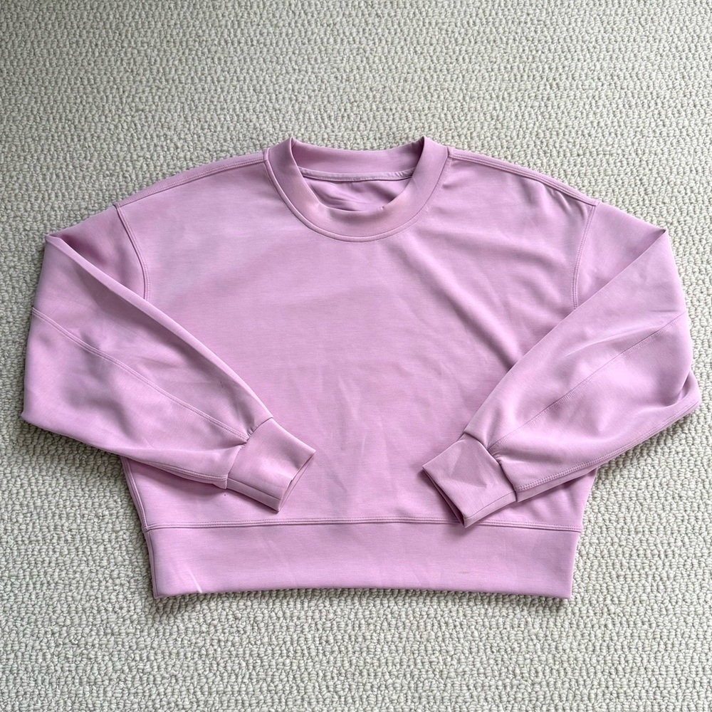 Lululemon Softstreme Perfectly Oversized Cropped Crew in Pink - Size 4 - Picture 5 of 8